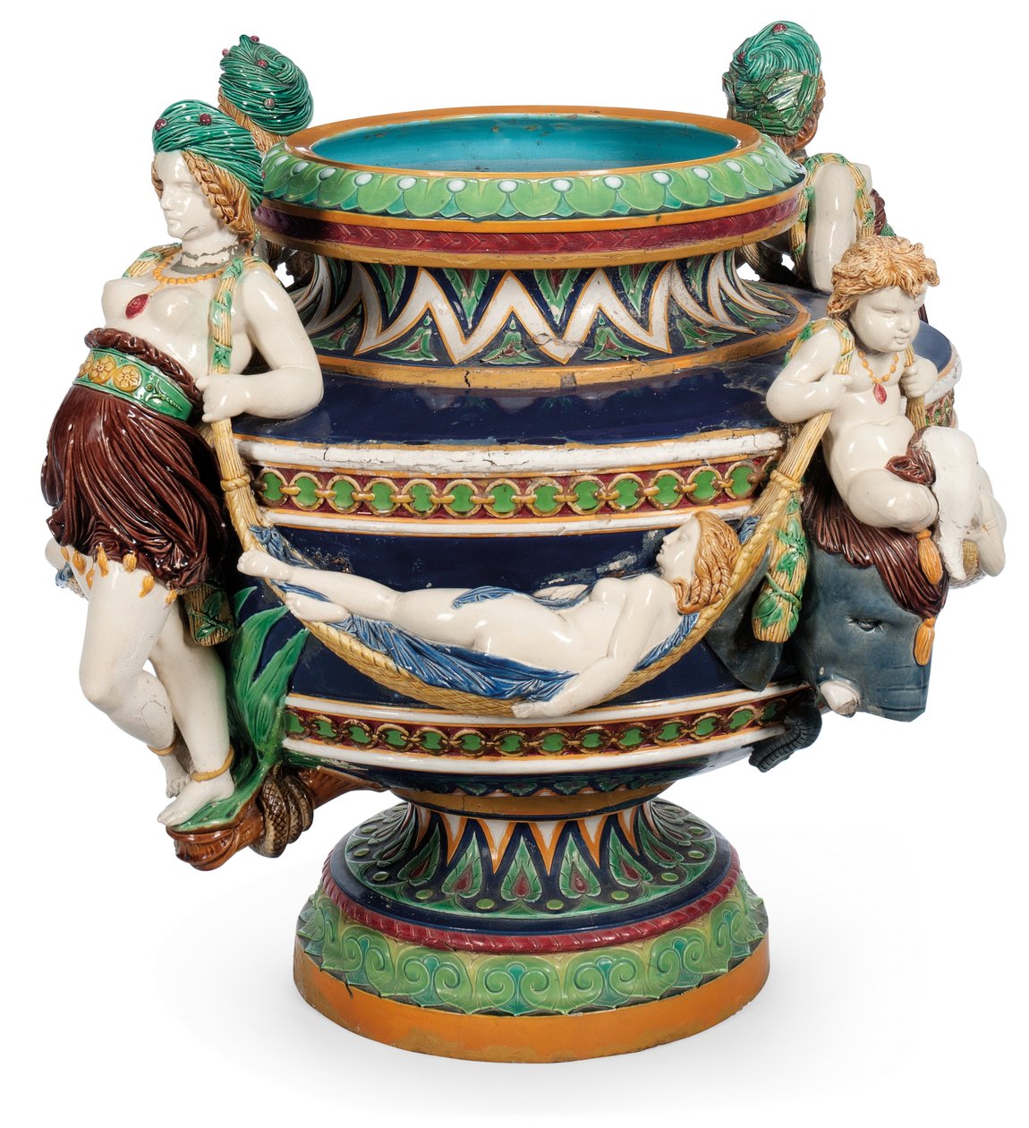 Große Minton-Majolika-Jardiniere, ca. 1870 (Keramik) von Ltd Mintons