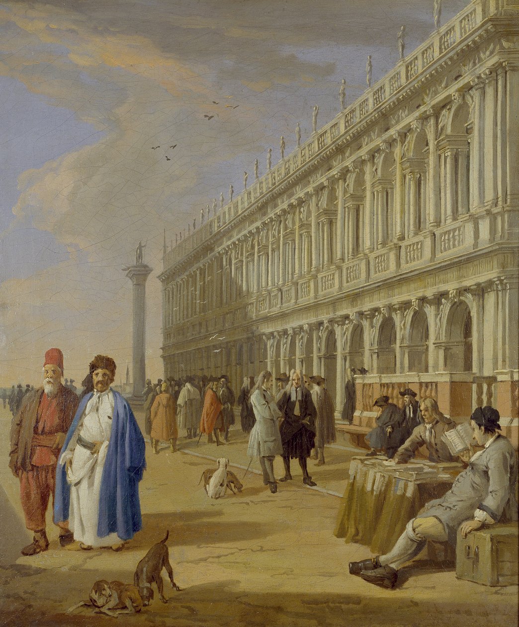 Venedig: Die Piazzetta mit Figuren, 18. Jahrhundert von Luca Carlevaris