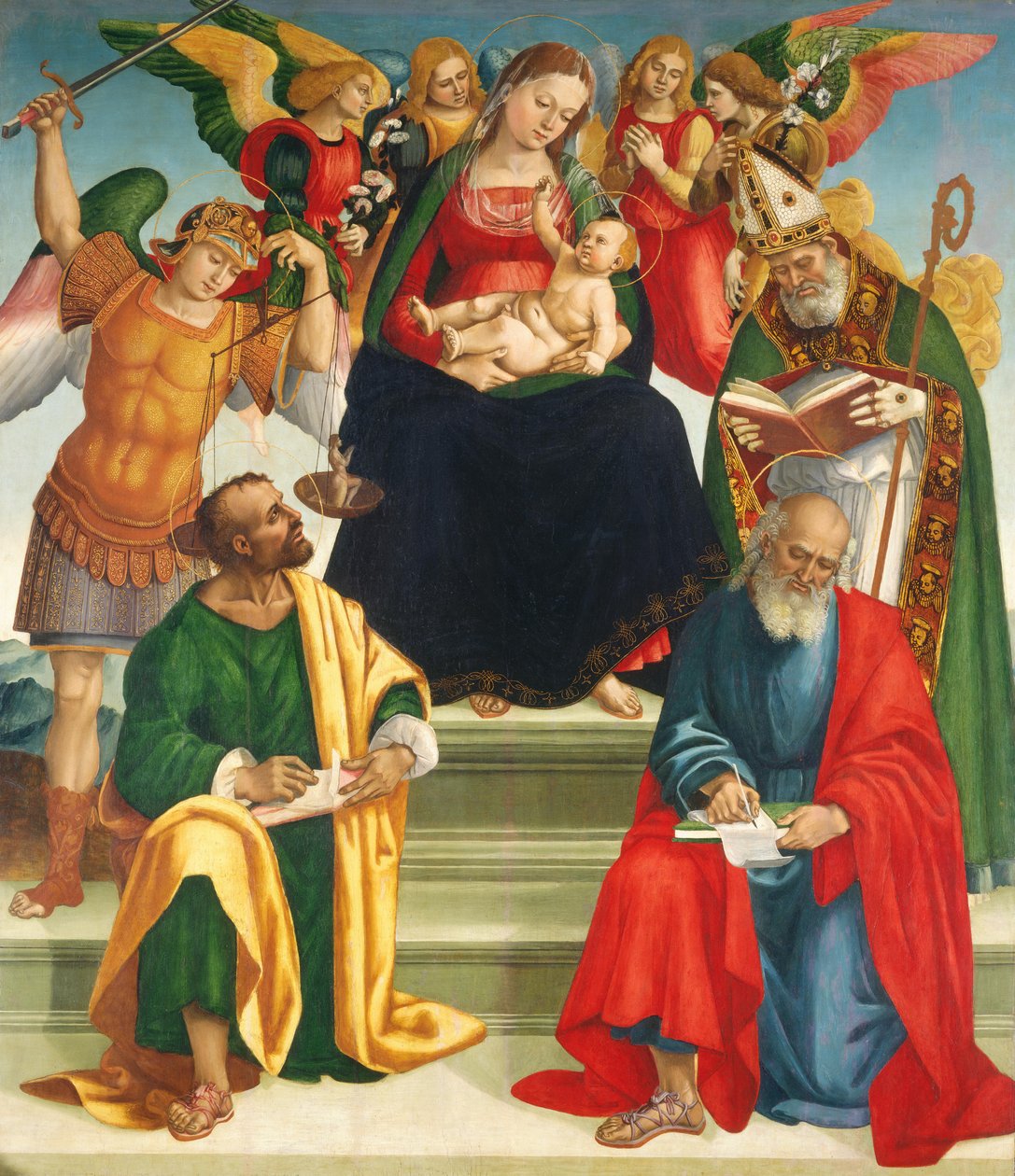 Madonna mit Kind, Heiligen und Engeln von Luca Signorelli