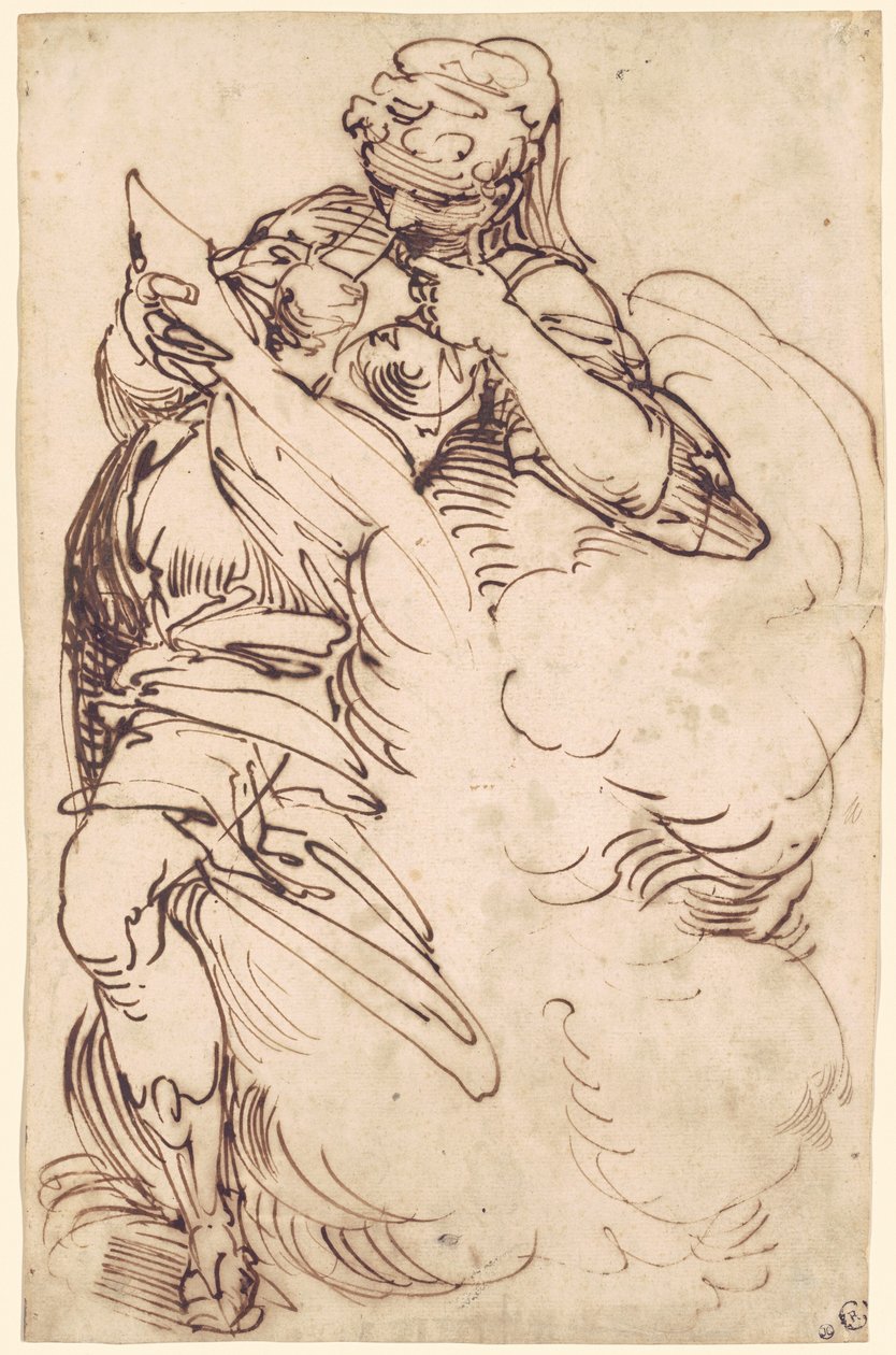 Eine stehende Sibylle mit einer Schriftrolle von Luca Cambiaso