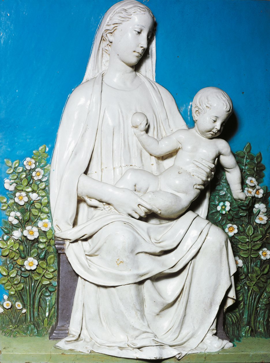 Madonna des Rosengartens, ca. 1450-55 (Terrakotta) von Luca Della Robbia
