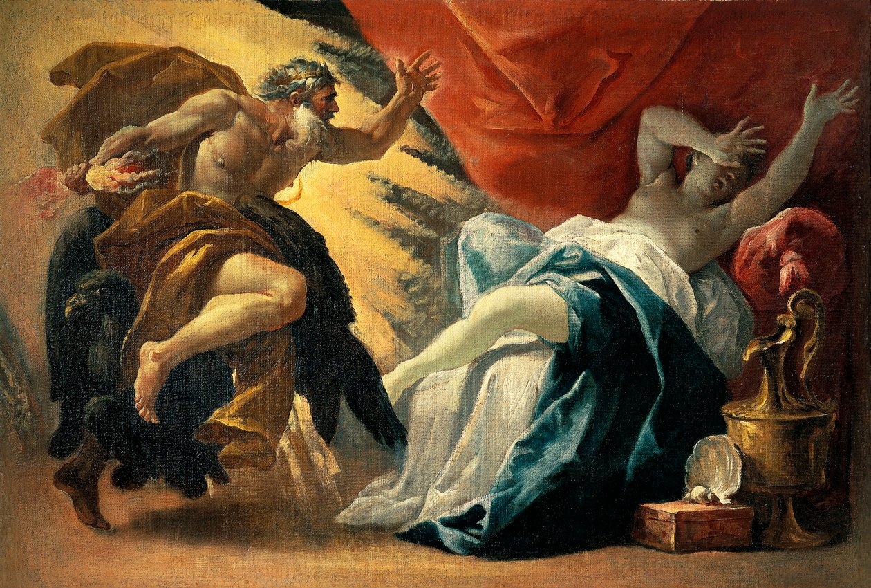 Jupiter und Semele, von Luca Ferrari (1605-1654) von Luca Ferrari
