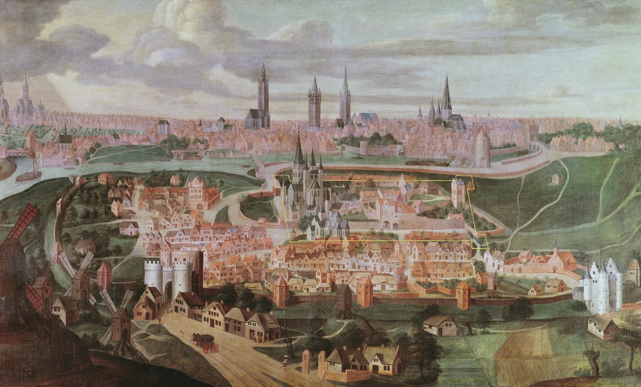 Panoramablick auf die Stadt Gent am Ende des 16. Jahrhunderts von Lucas de Heere