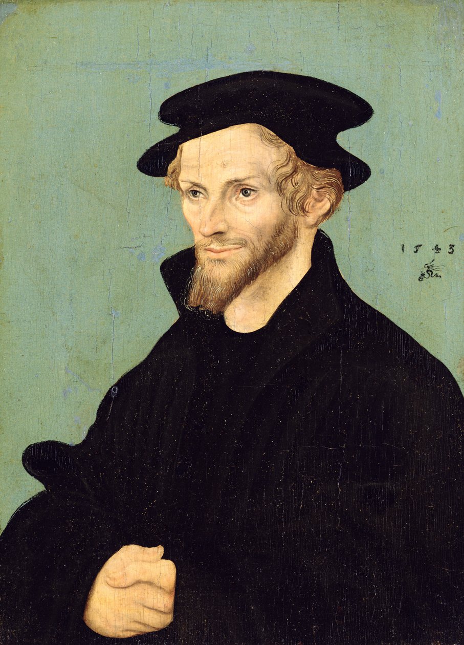 Porträt von Philipp Melanchthon (1479-1560), 1543 von Lucas studio of Cranach