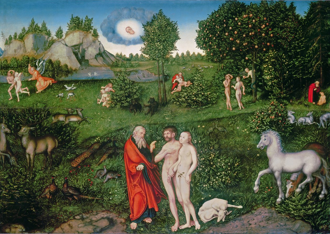 Adam und Eva im Garten Eden, 1530 von Lucas Cranach the Elder