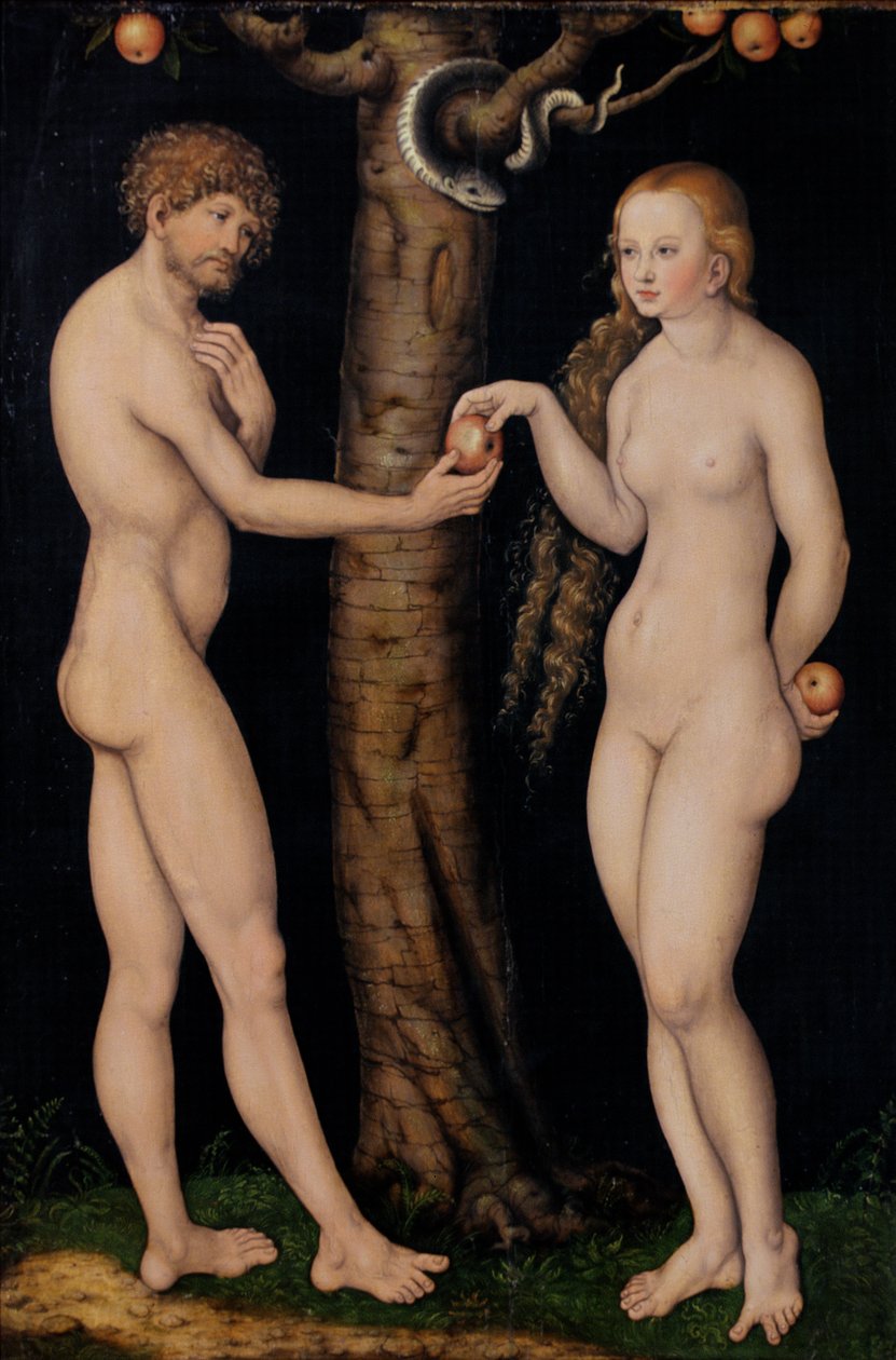 Adam und Eva im Garten Eden, ca. 1520-25 von Lucas Cranach the Elder