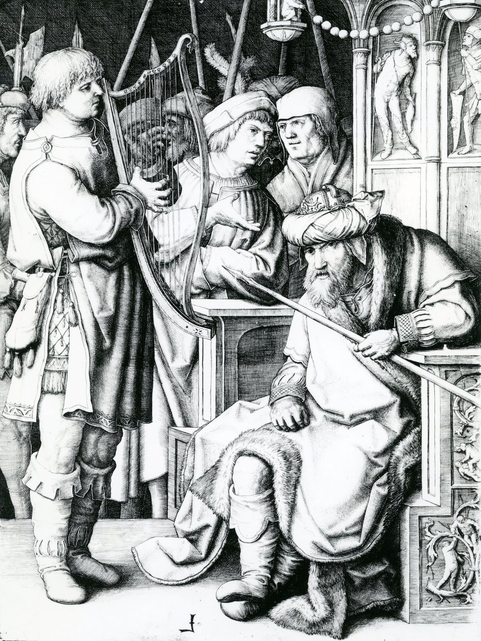 David spielt die Harfe für Saul von Lucas van Leyden