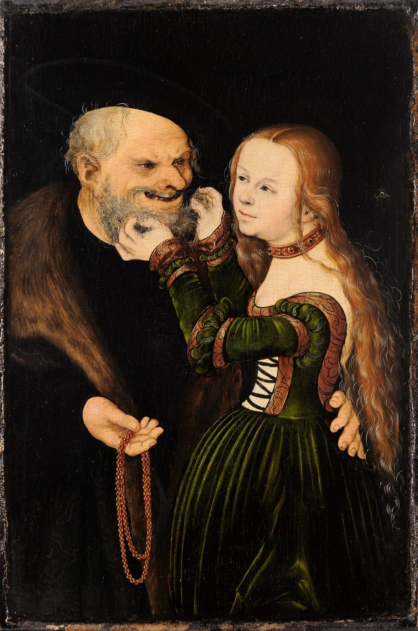 Das ungleiche Paar (Alter Mann verliebt) von Lucas Cranach the Elder