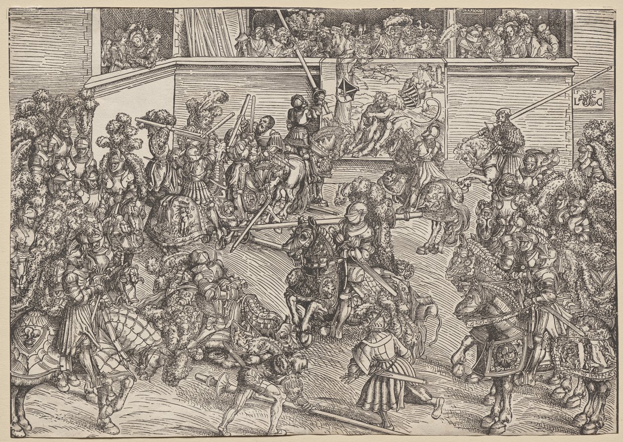 Das Turnier mit Samson und dem Löwen von Lucas Cranach