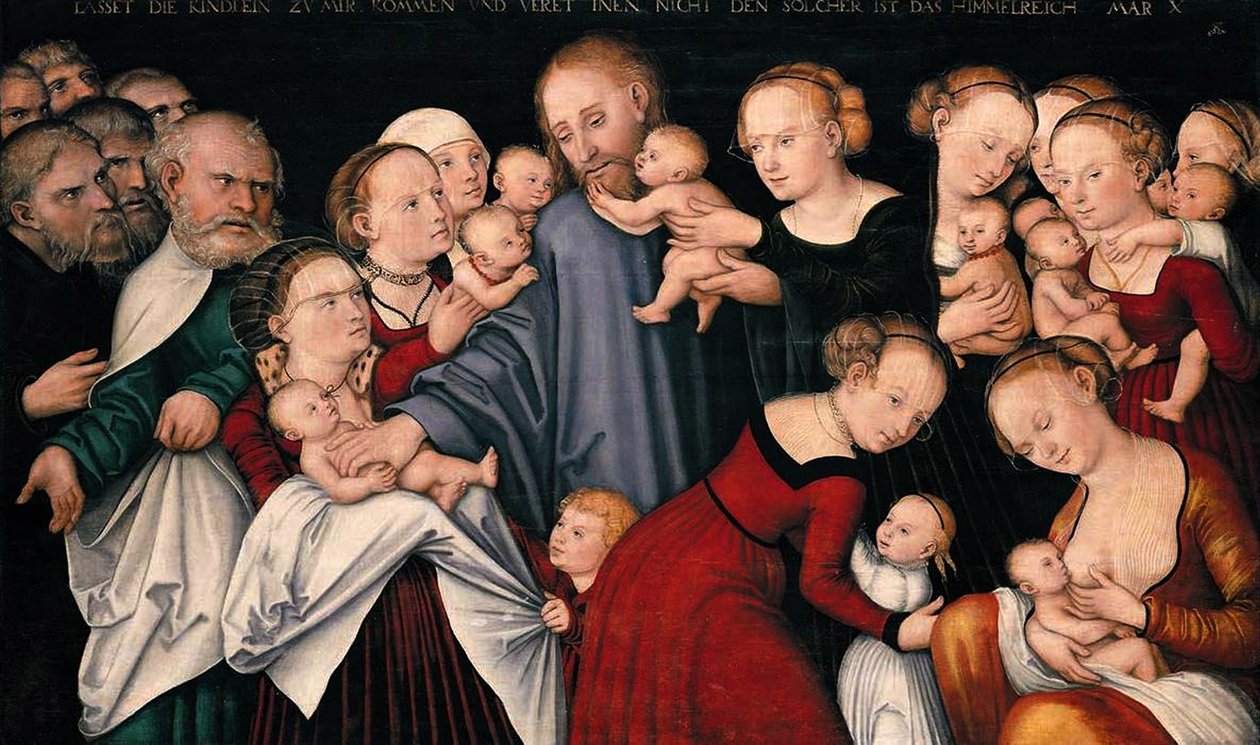 Christus segnet die Kinder, um 1540 von Lucas Cranach the Elder