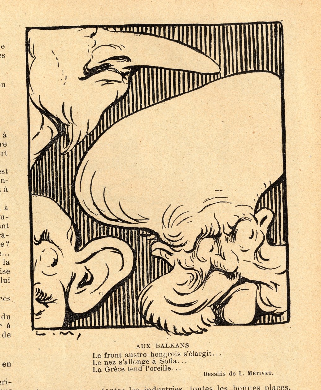 Le Rire rouge, Satirisch in Schwarz-Weiß von Lucien Metivet