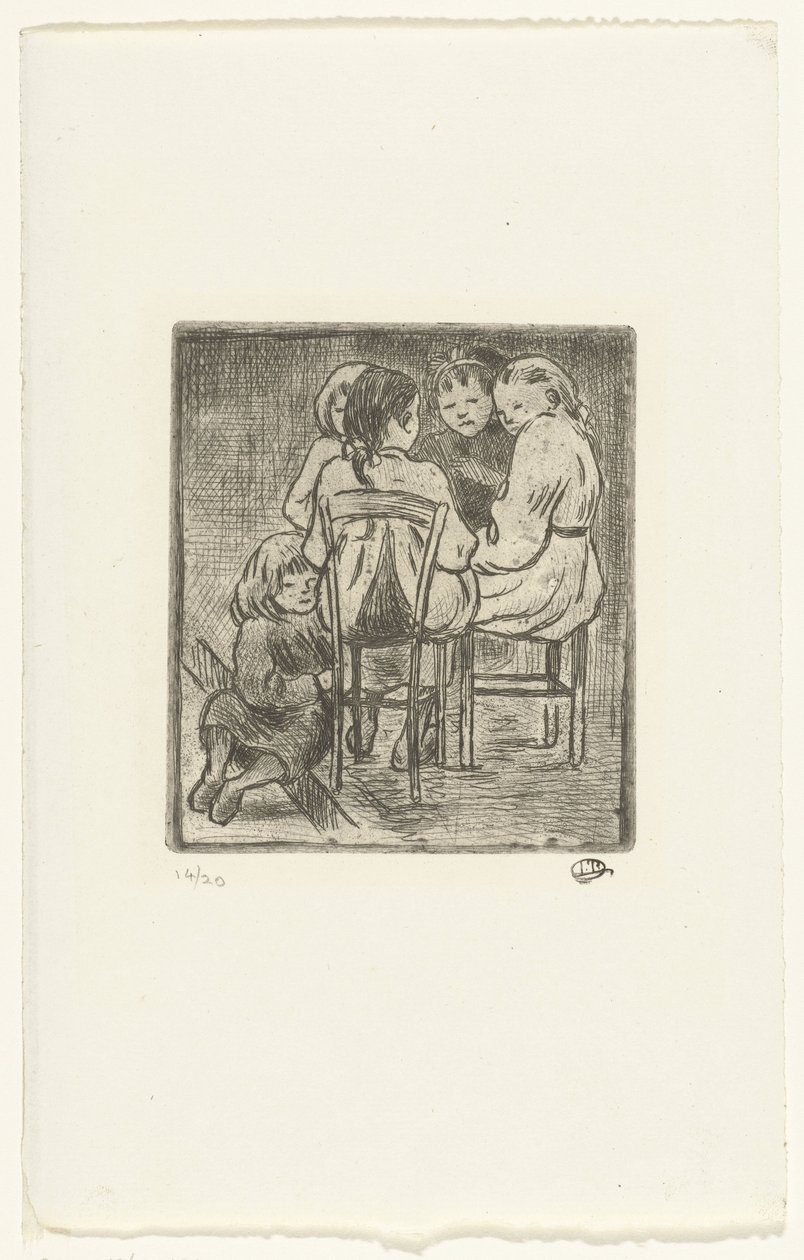 Gruppe von fünf sitzenden Mädchen von Lucien Pissarro