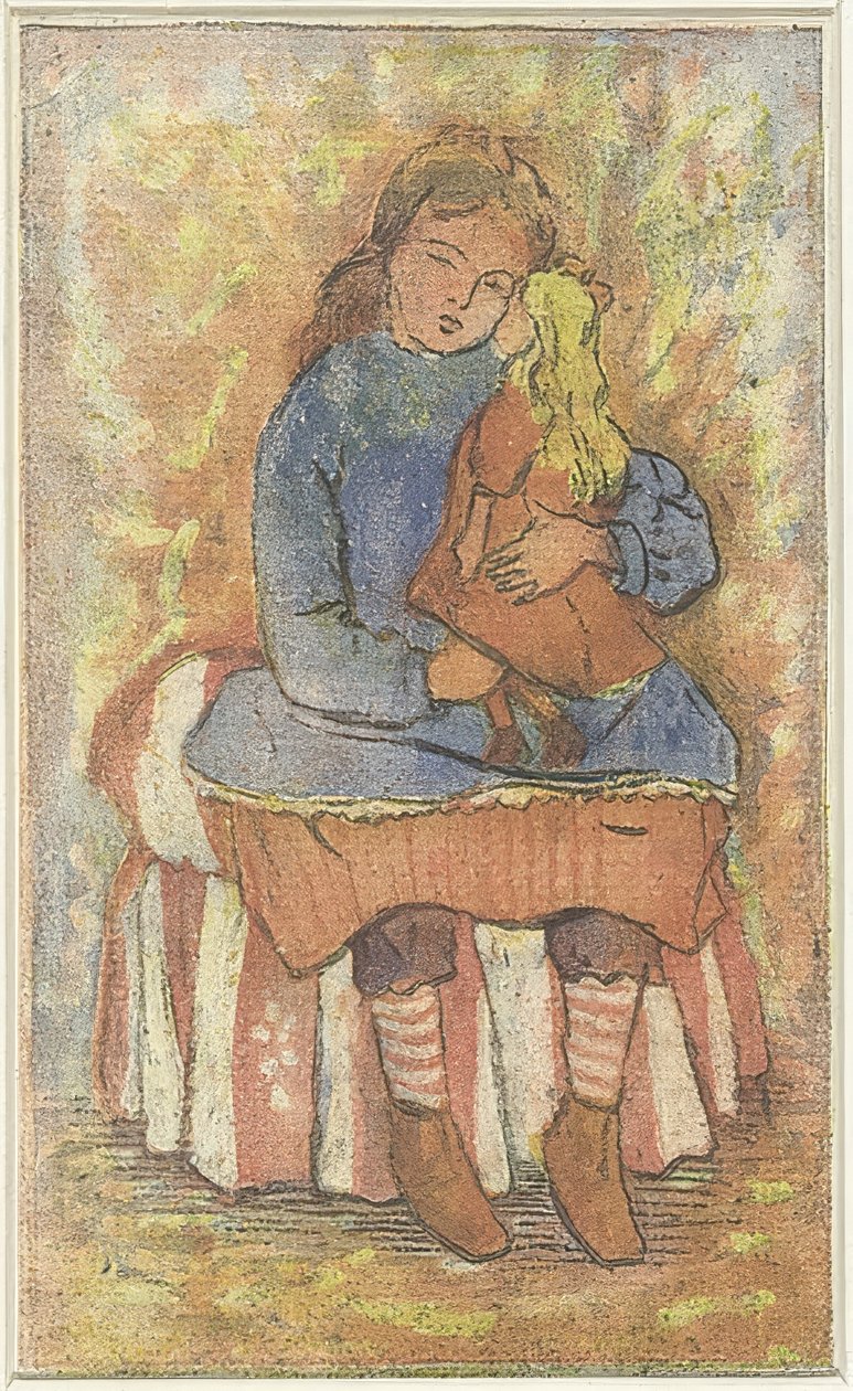 Mädchen mit Puppe von Lucien Pissarro