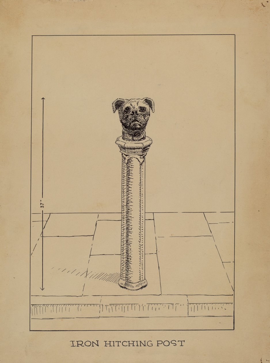 Gusseiserner Anbindepfosten von Lucien Verbeke