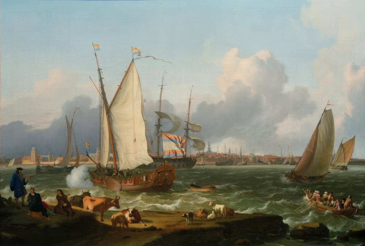 Blick von der Insel Nesserland auf Emden von Ludolf Backhuysen