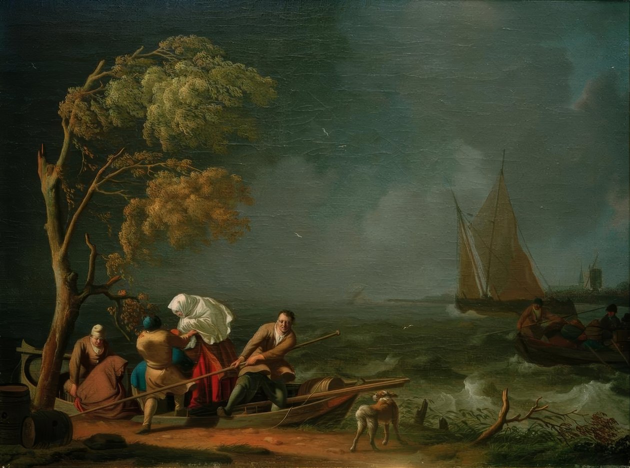 Die Fähre bei Sturm von Ludolf Backhuysen