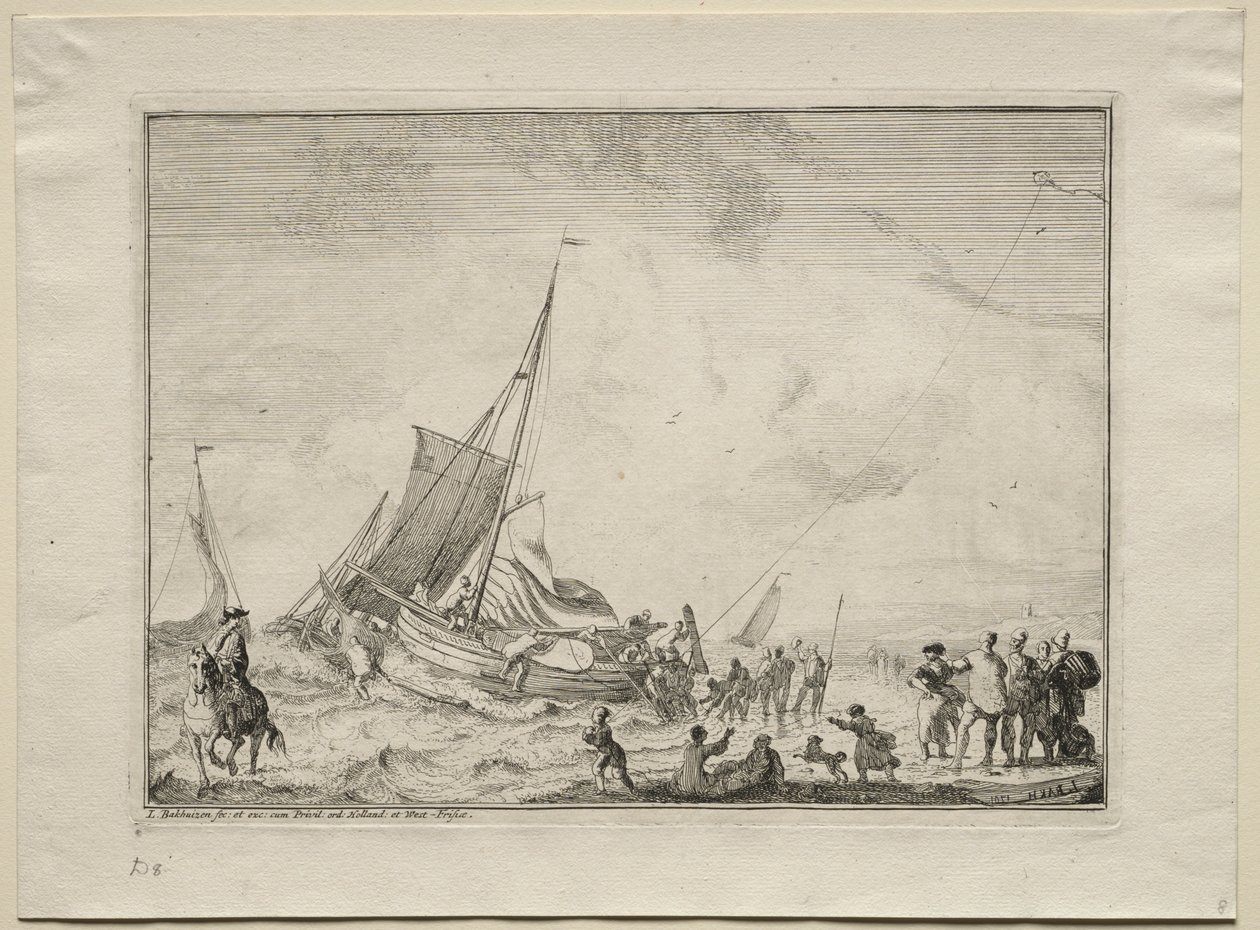 Ein Schiff wird zu Wasser gelassen, 1701 von Ludolf Backhuysen