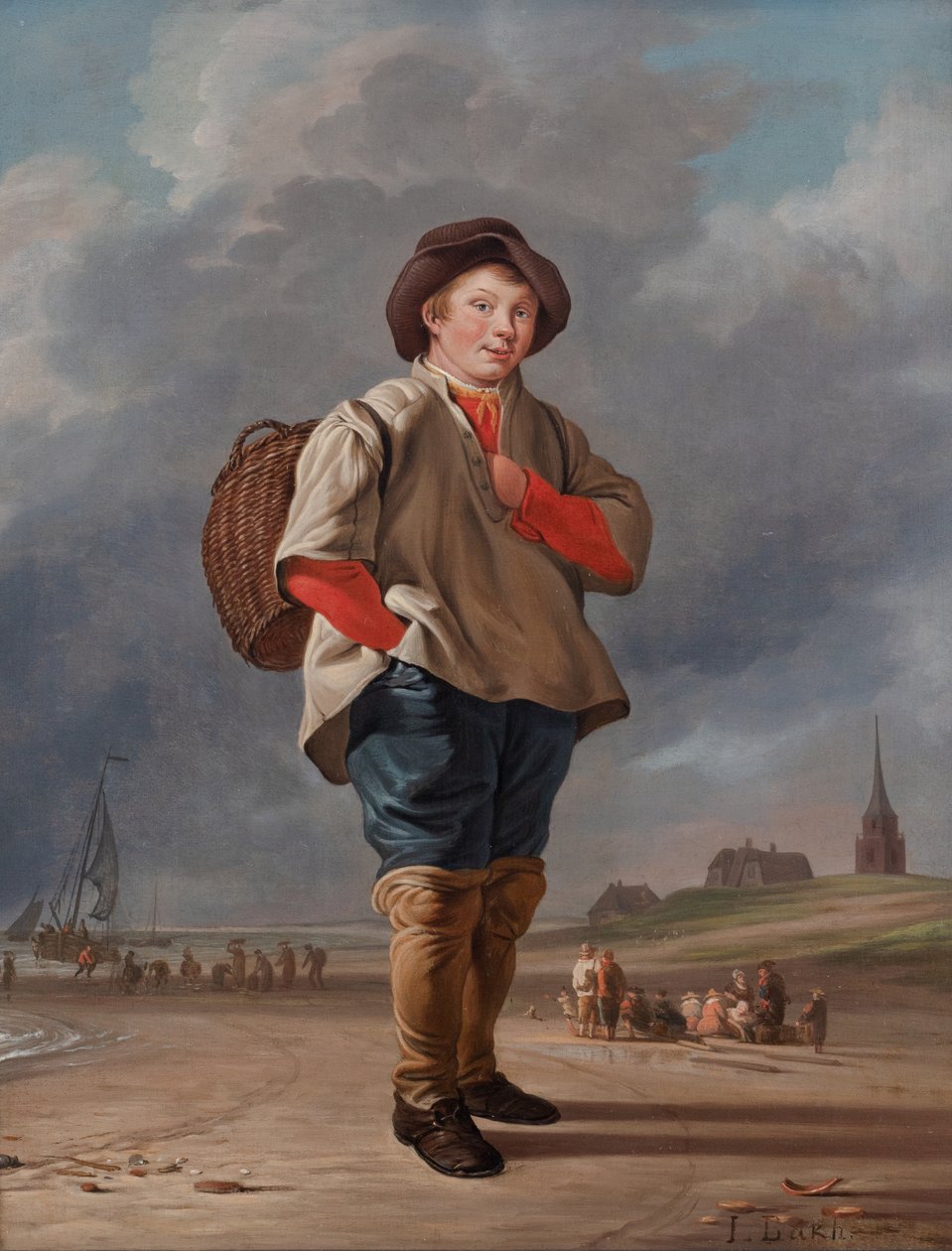Ein Fischerjunge am Strand von Ludolf I Backhuysen