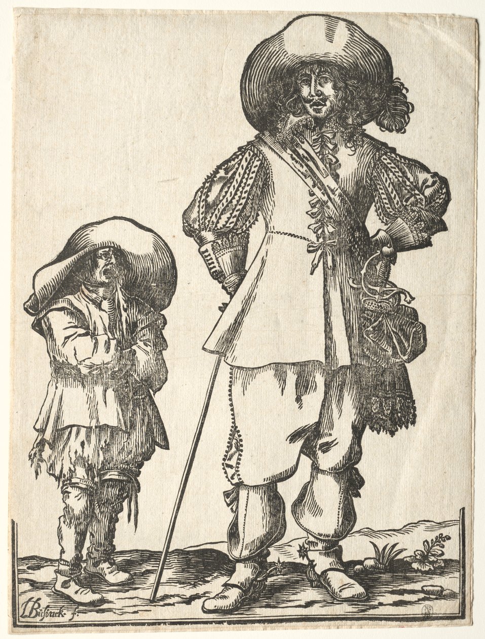 Stehender Kavalier und Betteljunge von Ludolph Büsinck