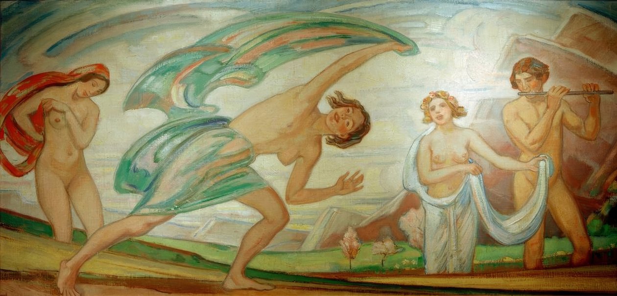 Frühling mit Tänzern von Ludwig von Hofmann