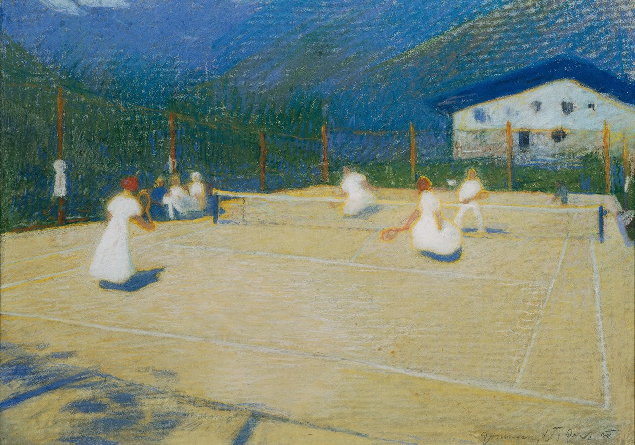 Tennisplatz in Gossensass, 1908 von Ludwig Ferdinand Graf