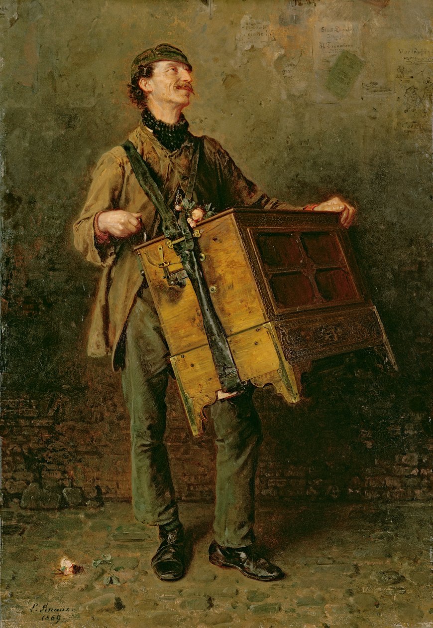 Der Drehorgelmann, 1869 von Ludwig Knaus