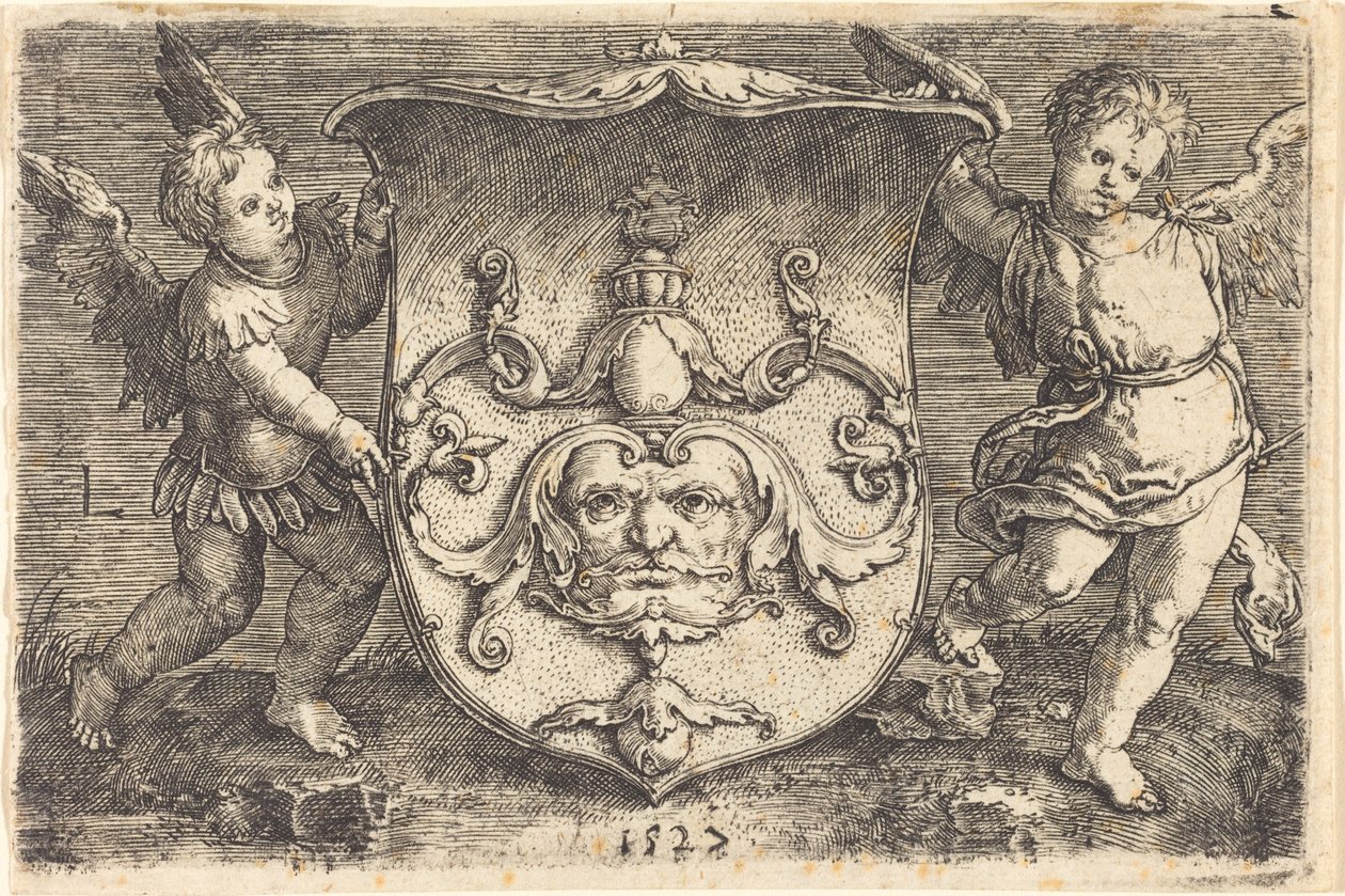 Schild mit Mascaron von Ludwig Krug