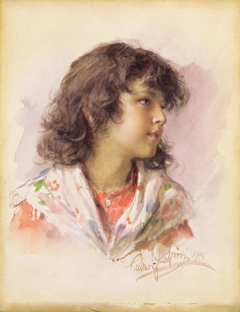 Kopf eines Mädchens, 1886 von Ludwig Passini