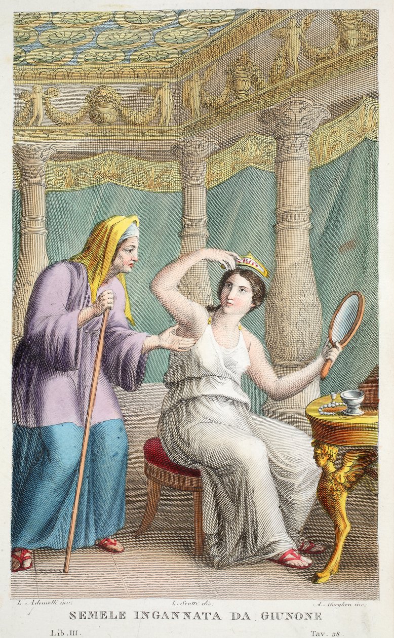 Semele wird getäuscht, Illustration aus Ovids Metamorphosen, Florenz, 1832 von Luigi Ademollo