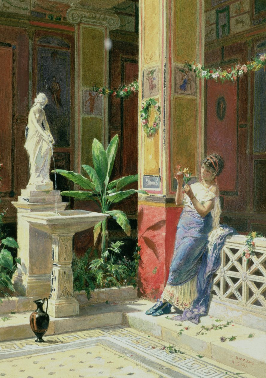 In einem Innenhof in Pompeji, 1878 von Luigi Bazzani