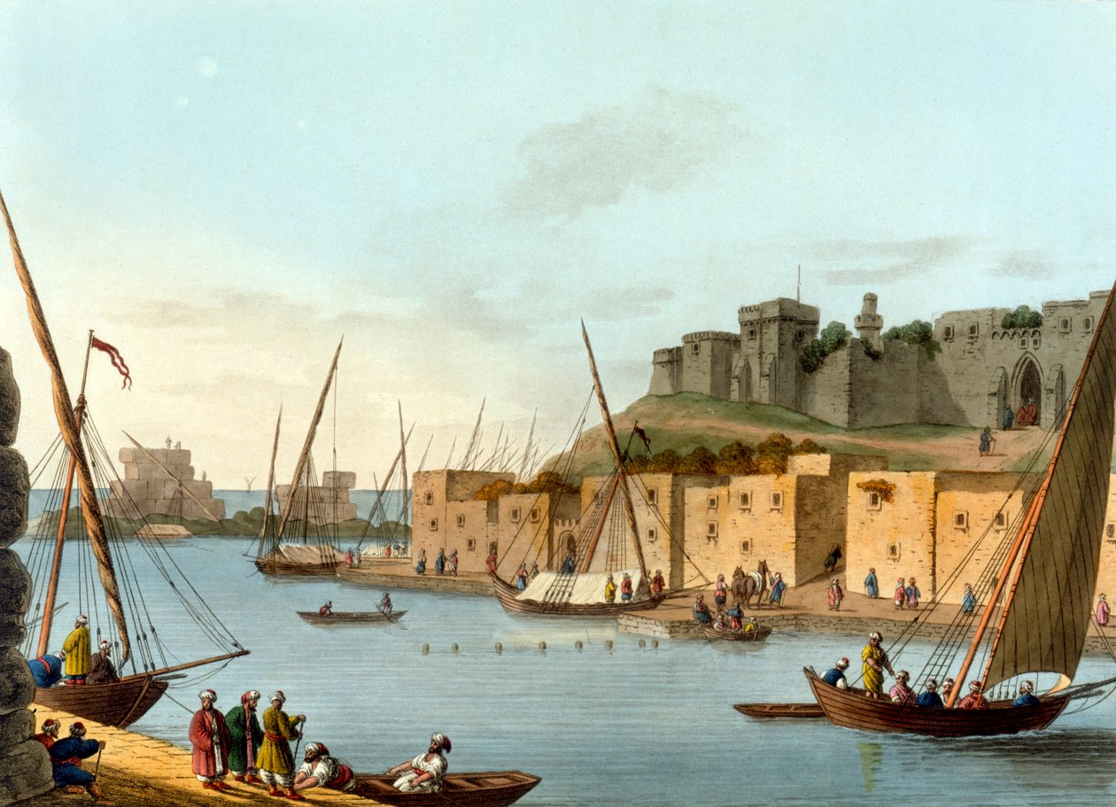 Schloss auf der Insel Torosa, graviert von William Watts, 1805 von Luigi Mayer