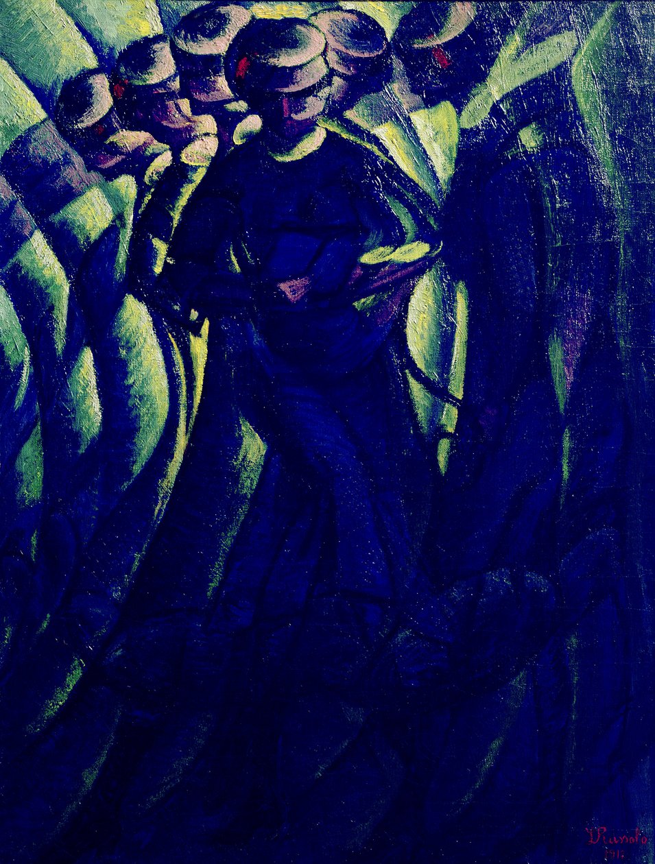 Zusammenfassung der Bewegungen einer Frau von Luigi Russolo
