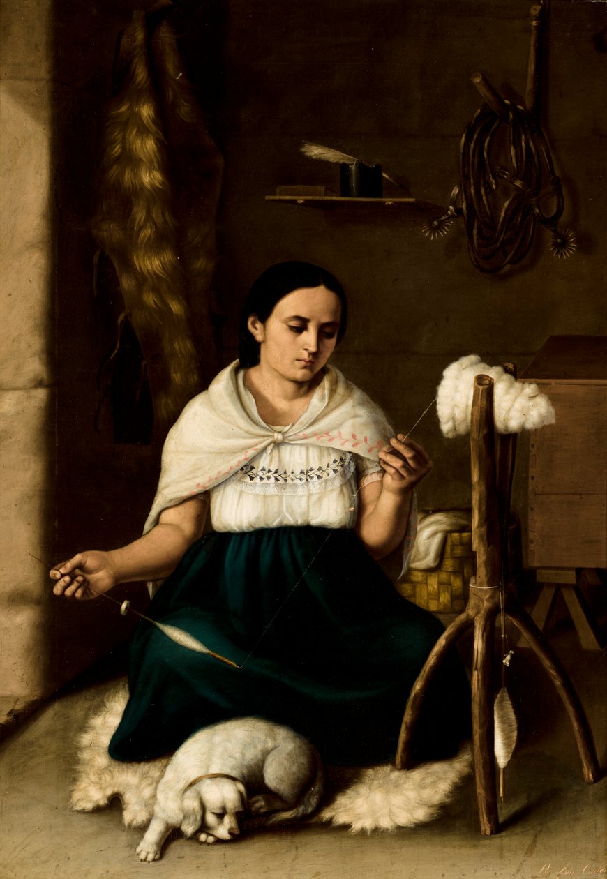 Frau beim Spinnen (Hilandera) von Luis Cadena