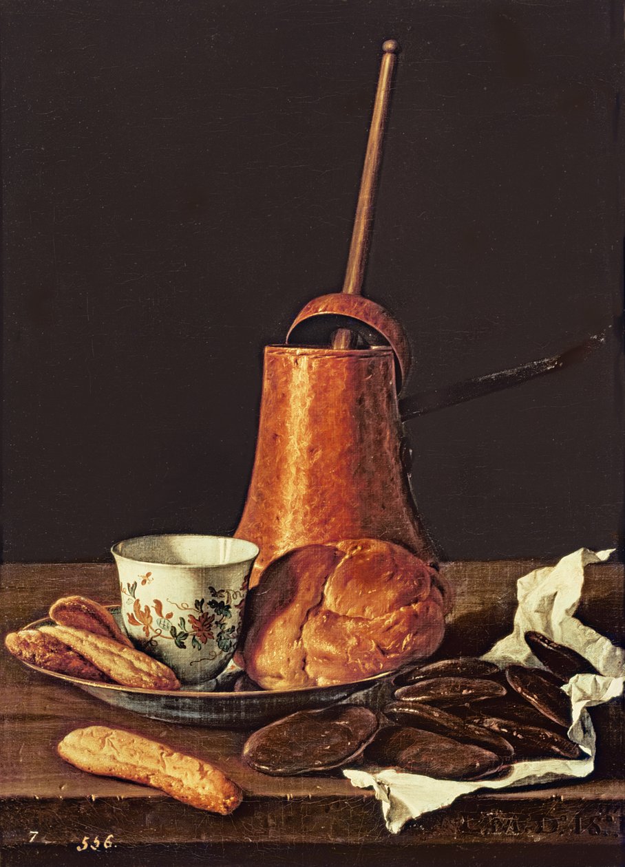 Stillleben mit einem Trinkschokoladenset, 1770 von Luis Egidio Melendez