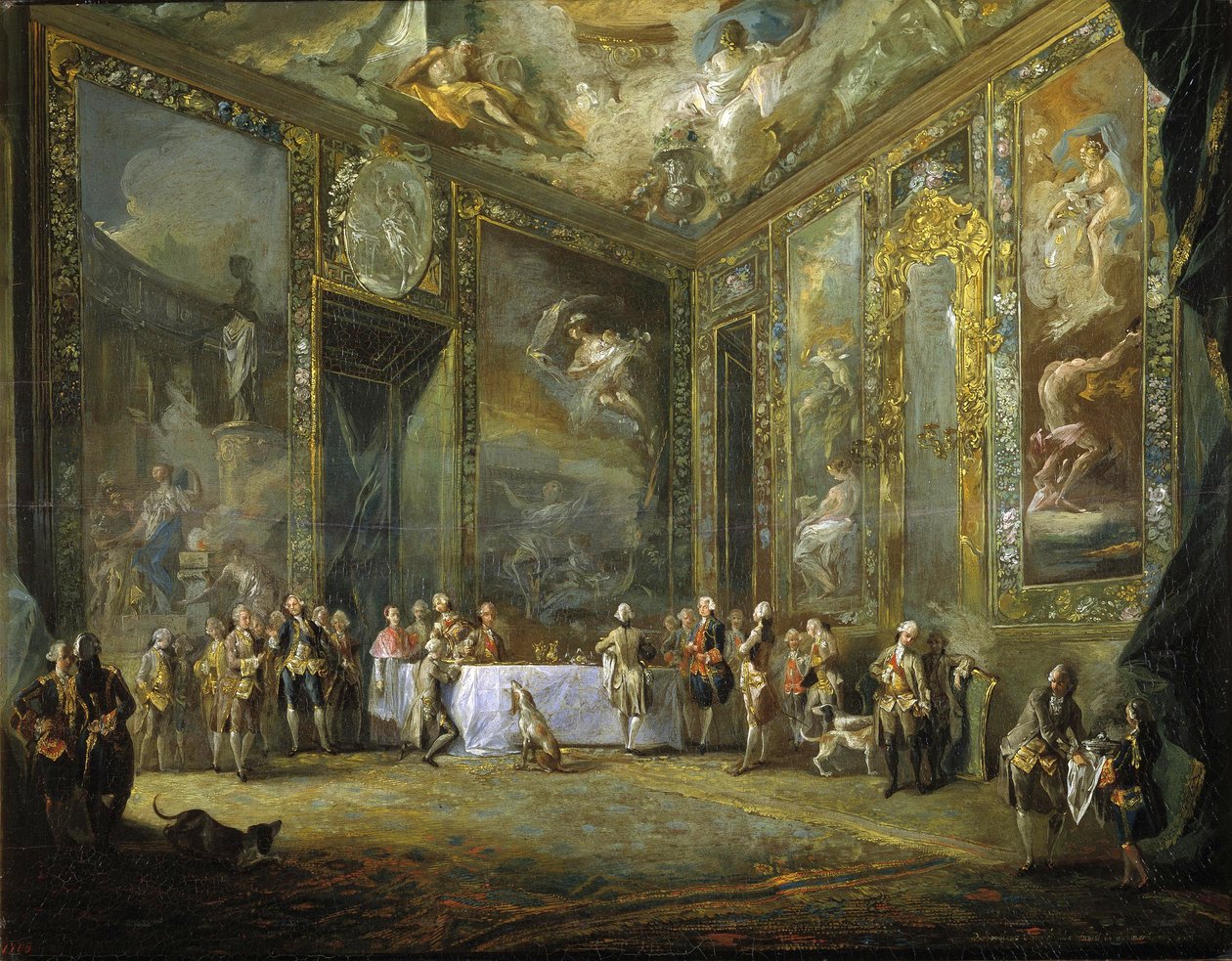 Karl III. speist vor dem spanischen Hof von Luis Paret y Alcazar