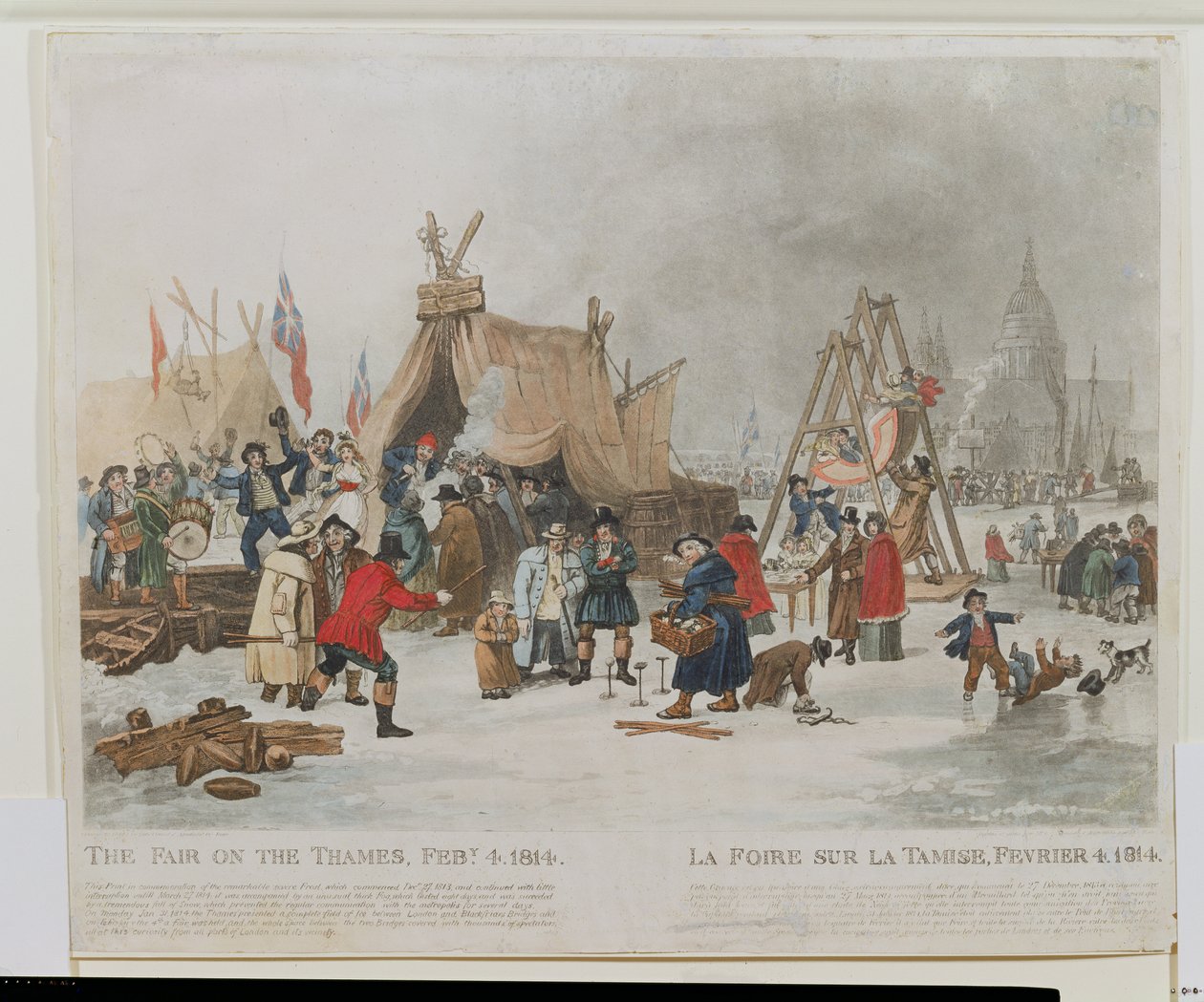 Der Jahrmarkt auf der Themse, 4. Februar 1814, graviert von Reeve von Luke Clennell