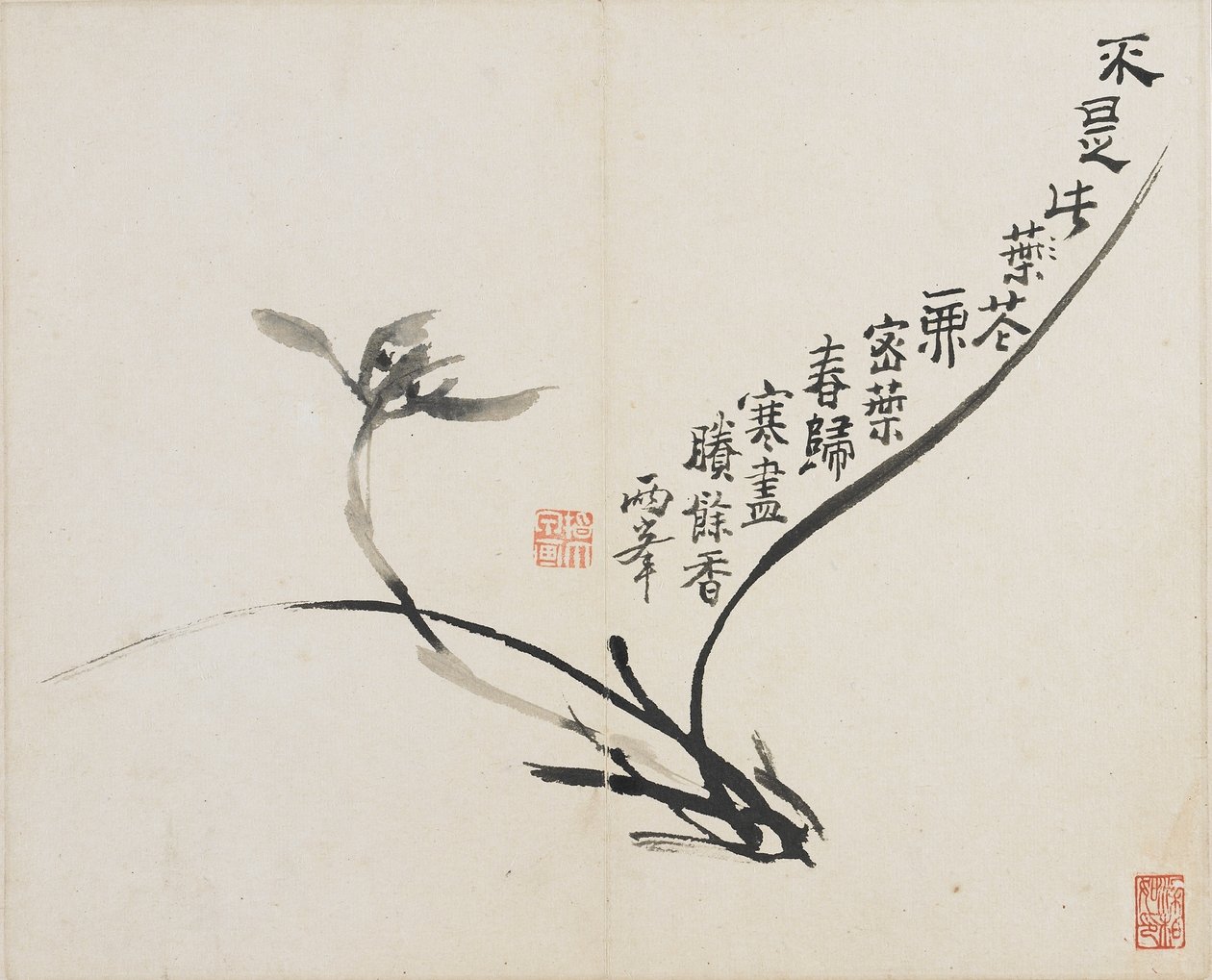 Landschaften, Blumen und Vögel: Orchidee, Qing-Dynastie, 1780 von Luo Ping