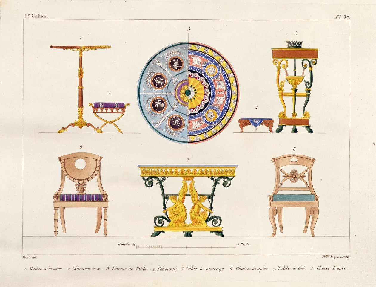 Möbeldesigns, graviert von Mme Soyer, Tafel 37 aus 