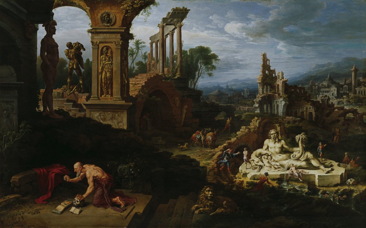 Landschaft mit dem Heiligen Hieronymus von Maarten van Heemskerck