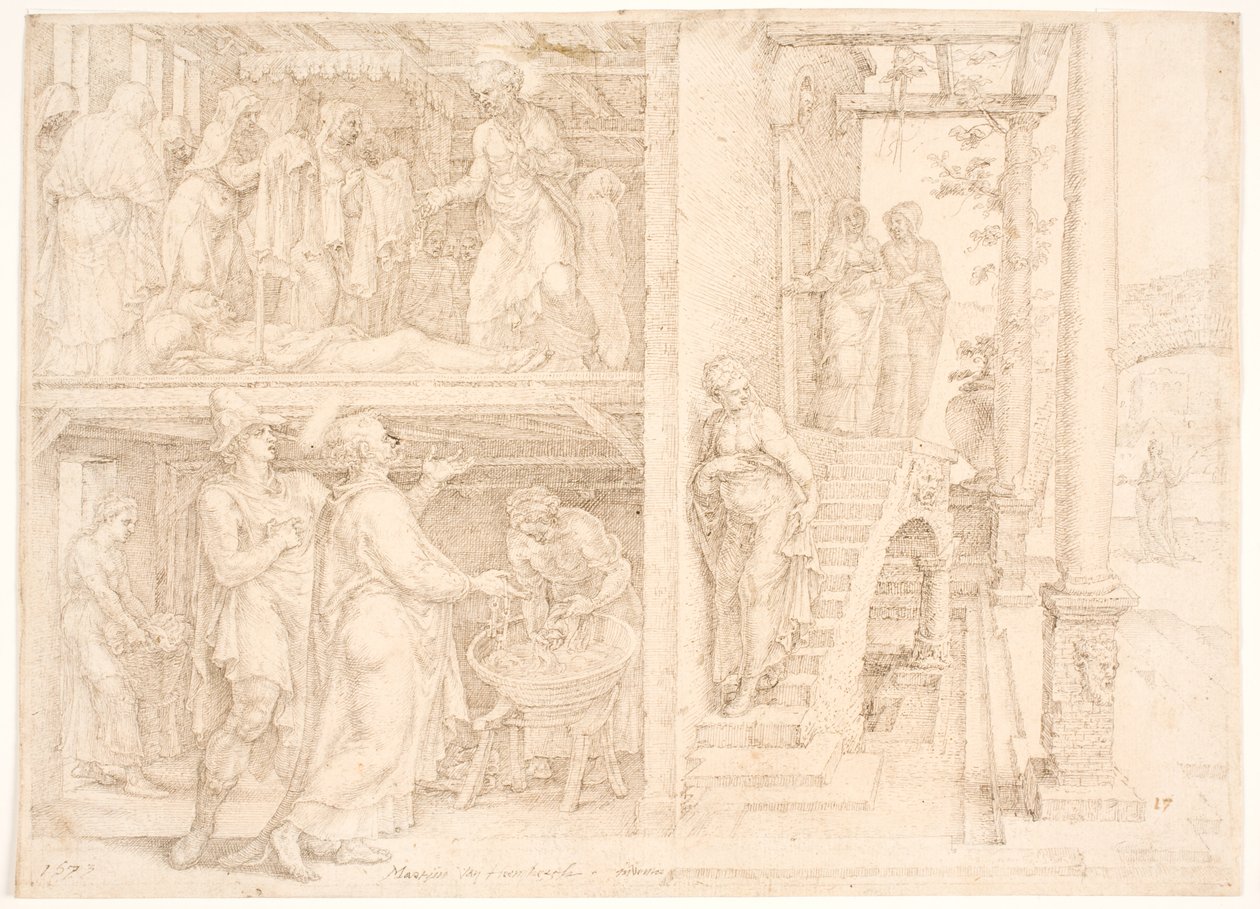 Petrus erweckt Tabita von Maarten van Heemskerck