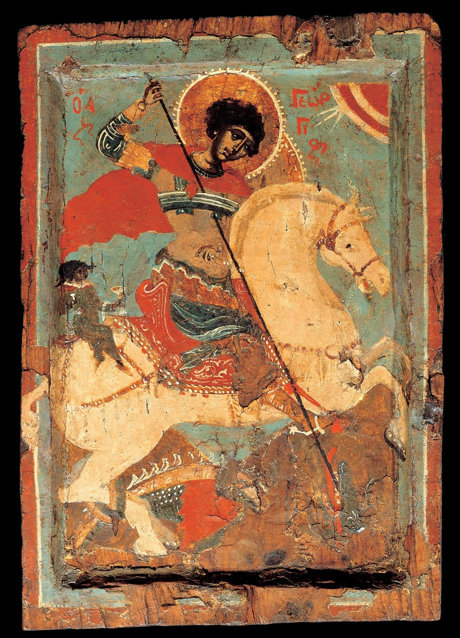 Sankt Georg der Drachentöter zu Pferd von Macedonian workshop