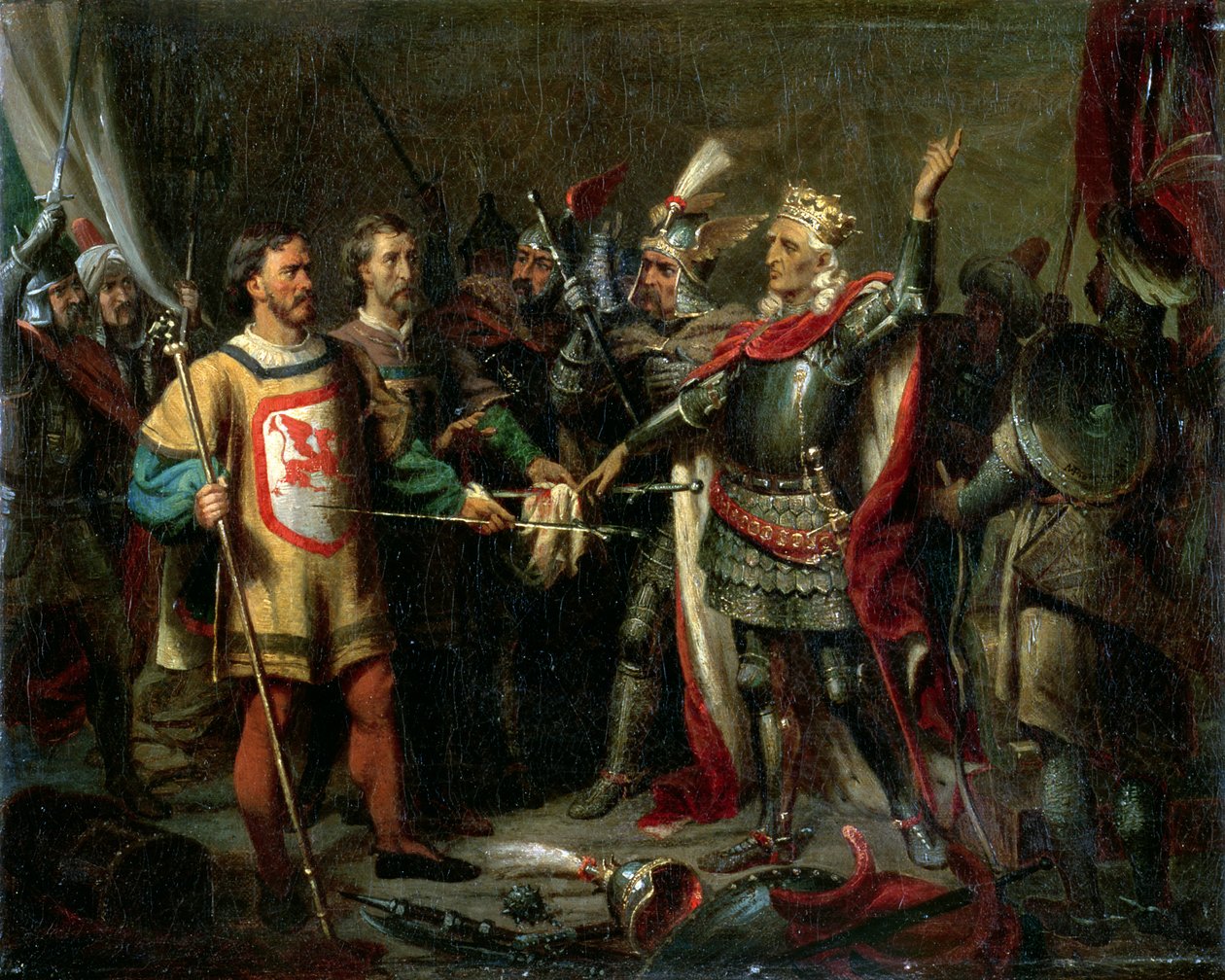 Wladyslaw II Jagiello vor der Schlacht von Tannenberg, 15. Juli 1410, 1854 von Maksymiljan Antoni Piotrowski