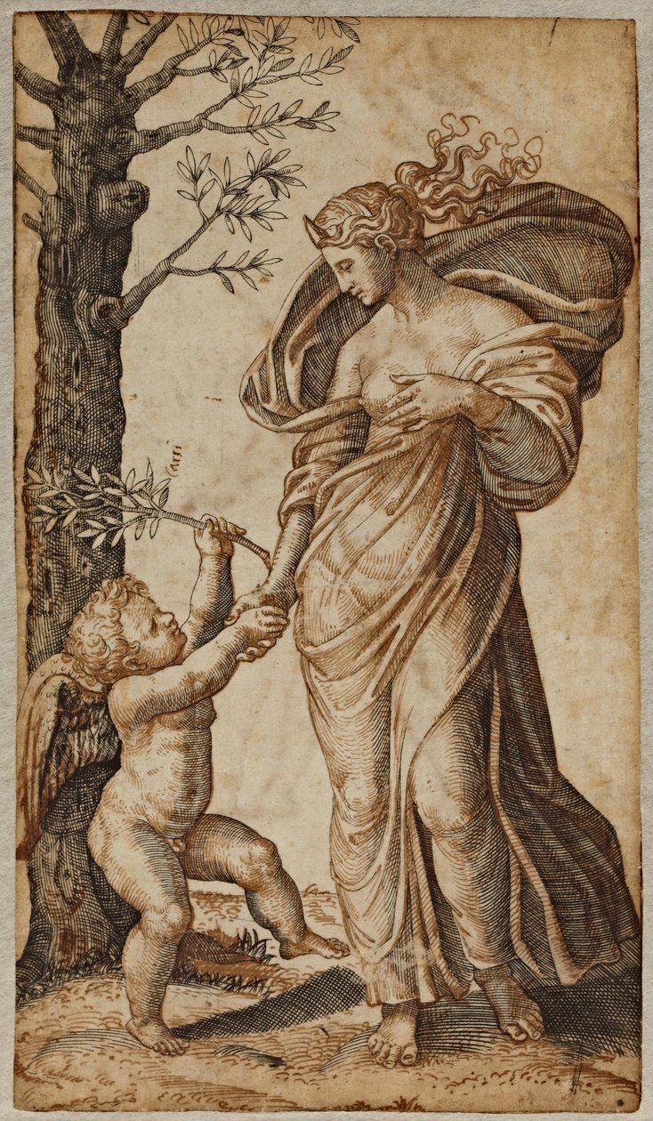 Versöhnung von Minerva und Amor von Marcantonio Raimondi
