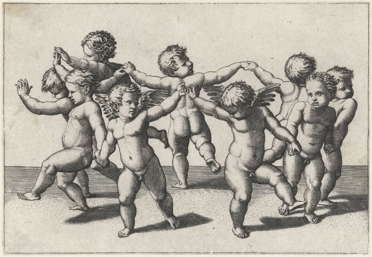 Tanzende Putti von Marcantonio Raimondi