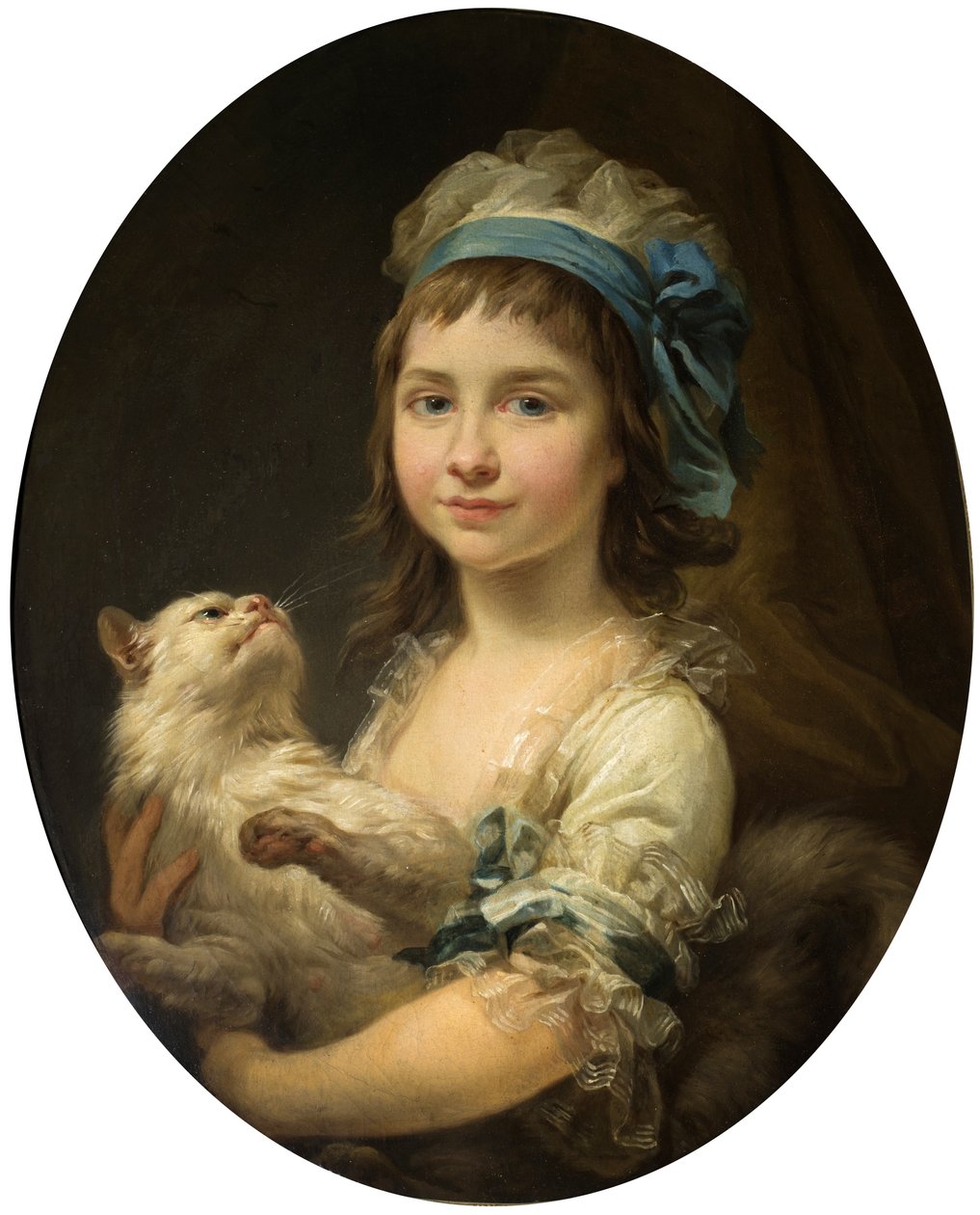 Porträt von Julia Duhamel mit Katze von Marcello Bacciarelli