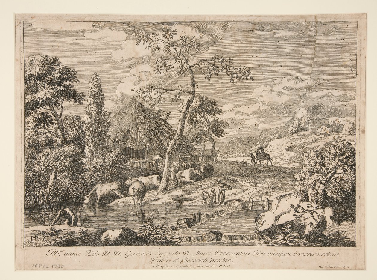 Landschaft mit einer Rinderherde von Marco Ricci