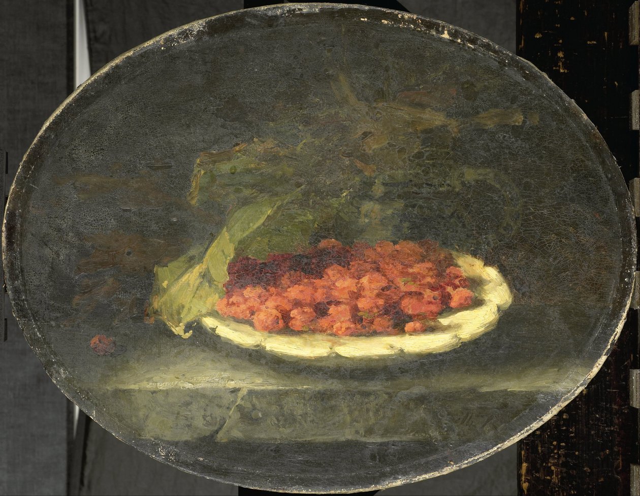 Stillleben mit Erdbeeren in einer weißen Schale von Margaretha Roosenboom