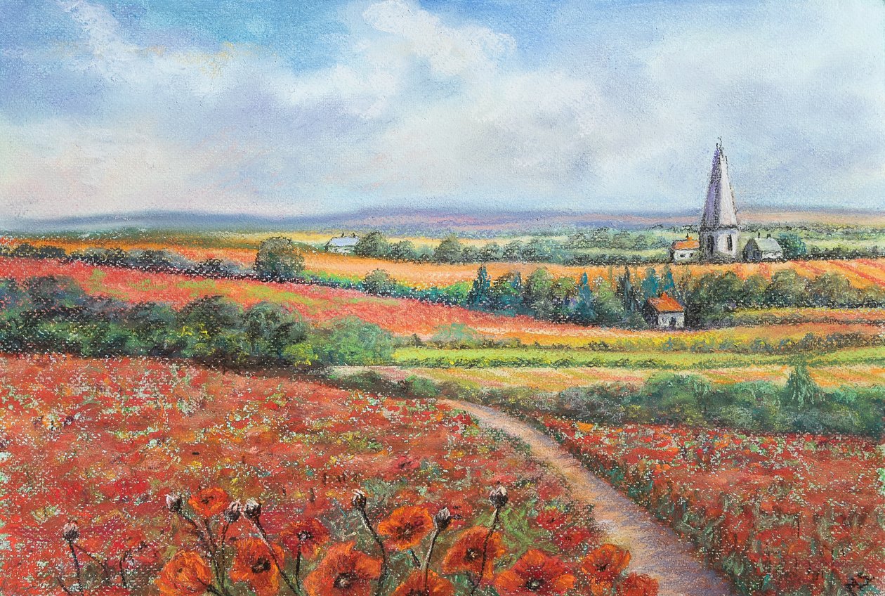 Mohnfeld in den Cotswolds, 2022 von Margo Starkey