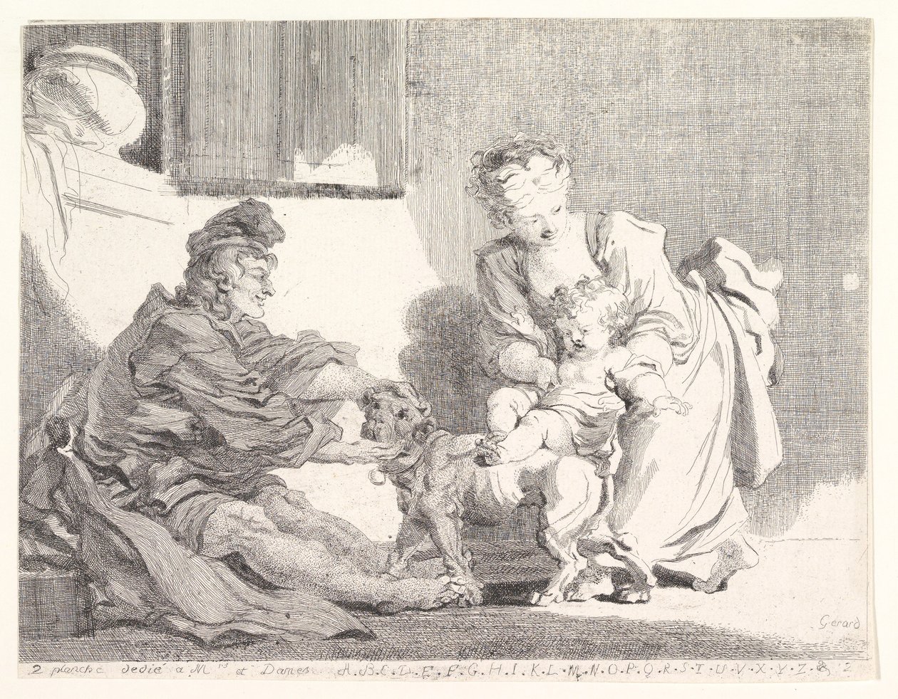 Das Kind und der Bulldogge, 1778 von Marguerite Gerard