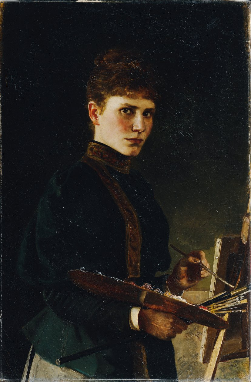 Selbstbildnis an der Staffelei von Maria Wunsch